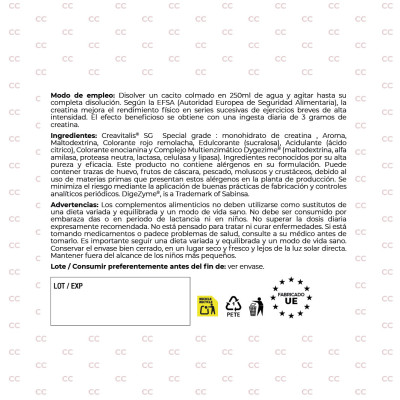Creatina Monohidratada Cereza Creavitalis + DigeZyme® | Labmoment