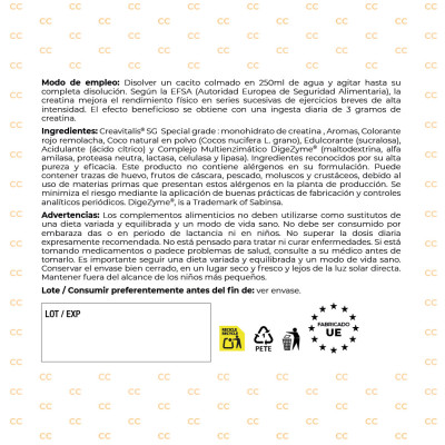 Creatina Monohidratada Tropical Creavitalis + DigeZyme® | Labmoment