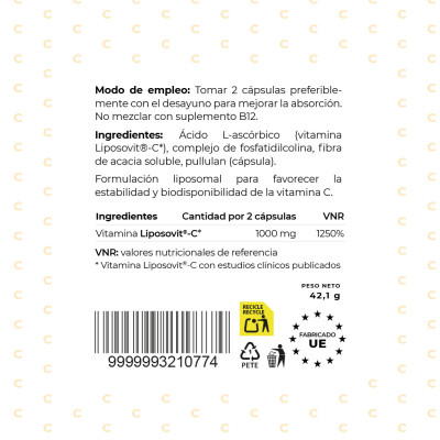 Vitamina C Liposomada | Alta Biodisponibilidad | 90 Cápsulas