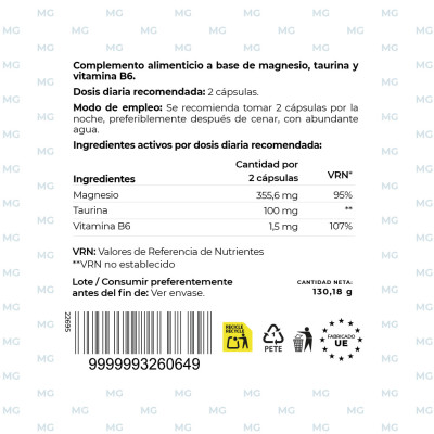 Bisglicinato de Magnesio | Alta Absorción + B6 y Taurina | Labmoment®
