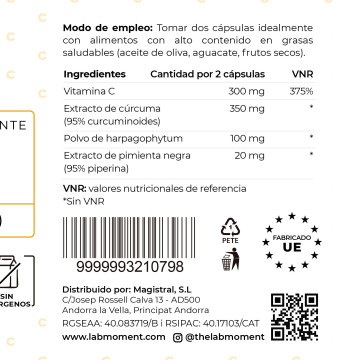 Lab-cúrcuma 175mg | Antiinflamatorio Natural en Cápsulas | 60 Caps