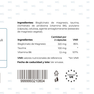 Bisglicinato de Magnesio | Alta Absorción + B6 y Taurina
