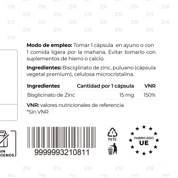 Bisglicinato de Zinc | Alta Absorción y Salud Integral | 60 Cápsulas