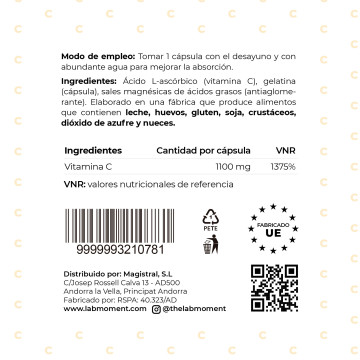 Vitamina C 1100mg 120 cápsulas