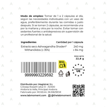 Ashwagandha Shoden® 240 mg | Reducción de Estrés y Mejora del Sueño