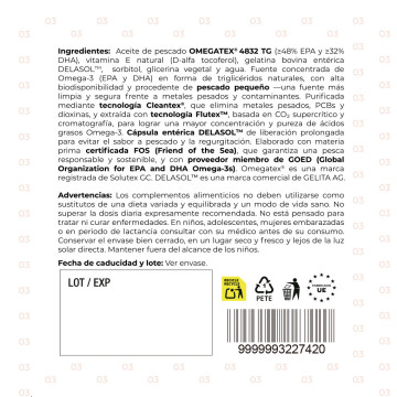 Omega 3 OMEGATEX® 4832 | Alta Concentración EPA+DHA Sin Repetición