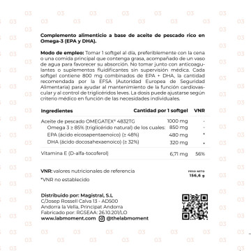 Omega 3 OMEGATEX® 4832 | Alta Concentración EPA+DHA Sin Repetición
